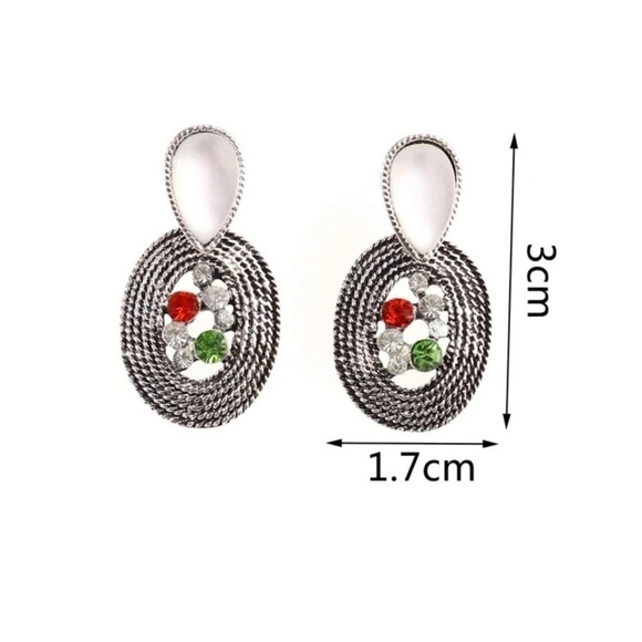 Pearly Multicolored Crystal Round Drop Earrings - Picture 9 of 10